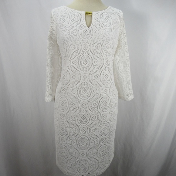 Emma Michele Dresses & Skirts - Emma Michele White Emrboidery Overlay Shift Dress